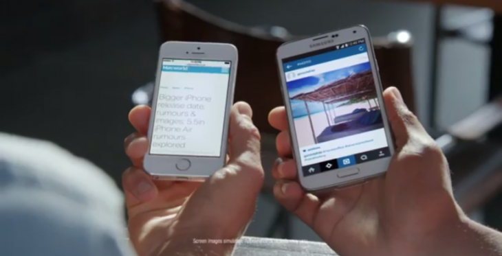 Une publicité du Galaxy S5 se moque du grand écran de l’iPhone d’Apple